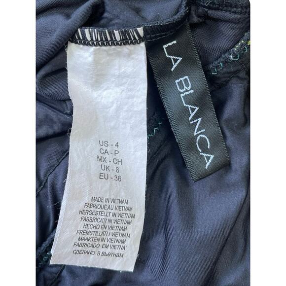 La Blanca V Neck Black Rainbow One Piece Swimsuit Threading Along - Size 4 - Picture 7 of 14